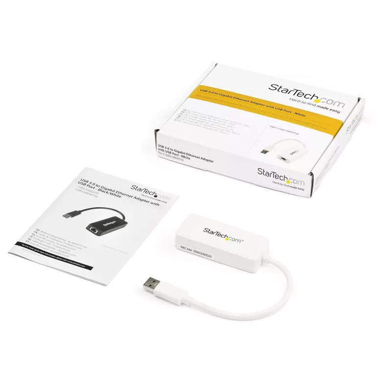 StarTech.com Adaptador USB 3.0 para Gigabit Ethernet NIC com porta USB – branco