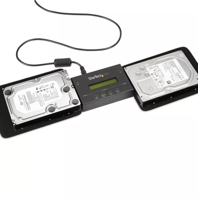 StarTech.com Duplicador e apagador de discos autónomo 1:1, clonador e apagador de HDD/SSD SATA, ecrã LCD, conforme TAA, independente do sistema operativo