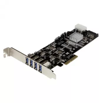 StarTech.com Adaptador de placa PCI Express (PCIe) SuperSpeed USB 3.0 de 4 portas com 2 canais dedicados de 5 Gbit/s – UASP – Alimentação SATA / LP4