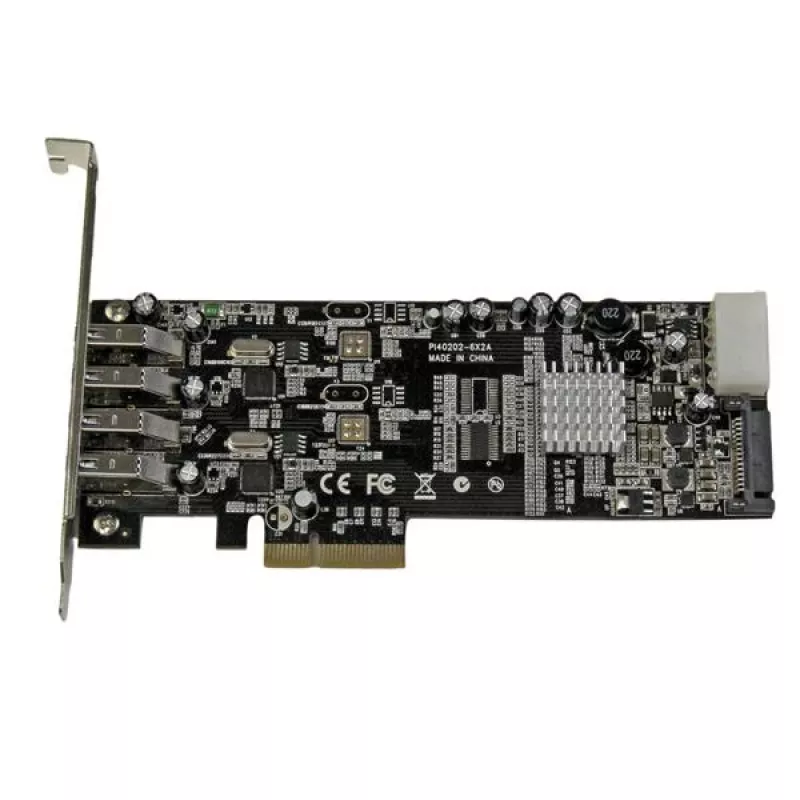 StarTech.com Adaptador de placa PCI Express (PCIe) SuperSpeed USB 3.0 de 4 portas com 2 canais dedicados de 5 Gbit/s – UASP – Alimentação SATA / LP4