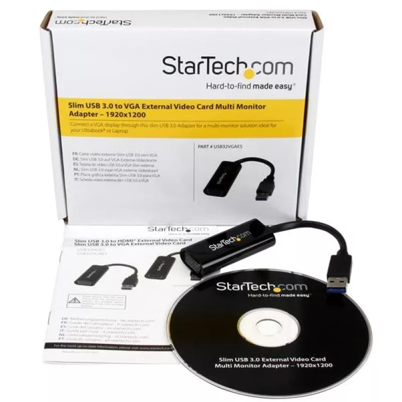 StarTech.com Adaptador USB 3.0 para VGA, conversor USB para monitor VGA para Windows, fino (sem suporte para macOS/ChromeOS/Linux) – TAA