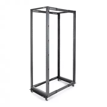 Rack de servidor móvel open-frame de 4 postes 42U StarTech.com, rack de rede de 19 polegadas de quatro postes com rodas, rack móvel com profundidade ajustável para equipamento de computador/AV/dados/IT – rodas, pés niveladores ou montagem no chão
