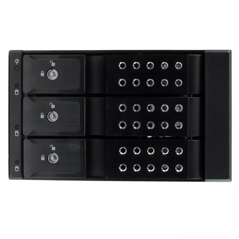 Backplane móvel de rack hot-swap trayless de alumínio de 3 baías StarTech.com para SAS II/SATA III de 3,5 polegadas – HDD 6 Gbps
