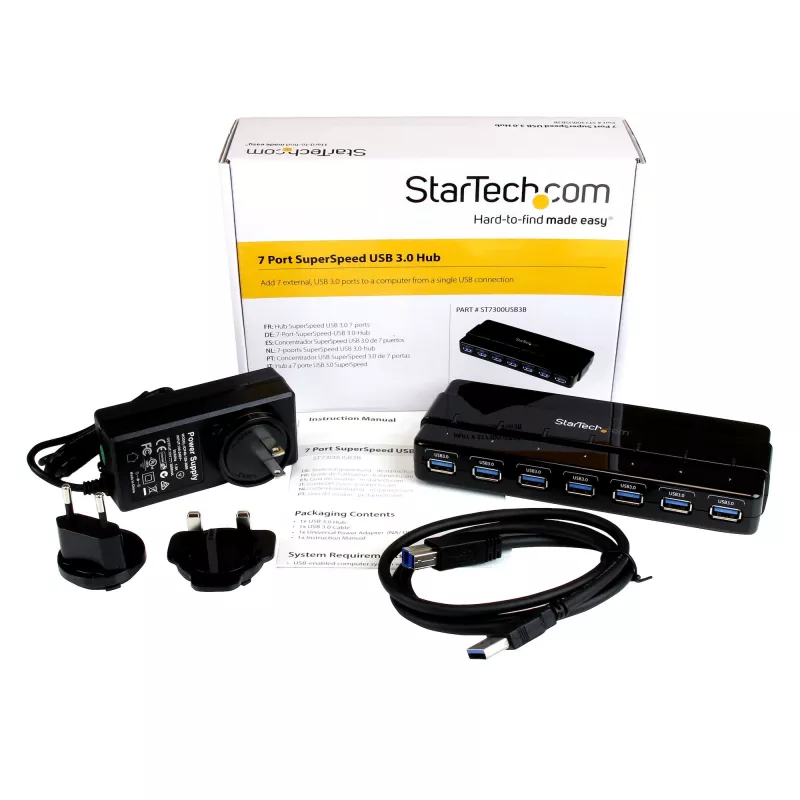 Hub USB 3.0 de 7 portas StarTech.com - Hub USB 3.0 de 7 portas para secretária (5Gbps) - Secretária