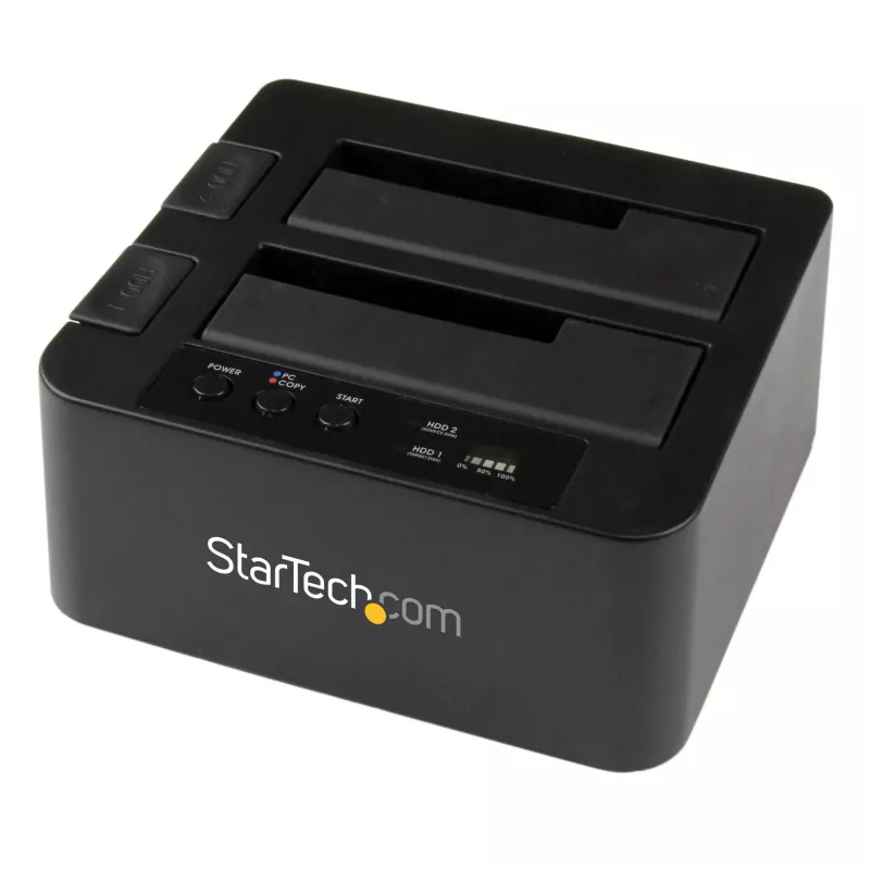 Duplicador de discos rígidos de baía dupla StarTech.com, clonador/copiador autónomo USB 3.0 (5 Gbit/s) / eSATA para HDD/SSD SATA III de 2,5/3,5 polegadas, docking station para disco rígido, clonador de discos rígidos