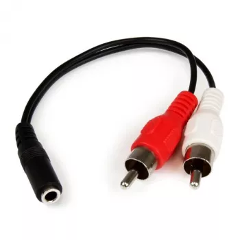 Cabo de áudio estéreo StarTech.com de 15 cm – conector fêmea jack de 3,5 mm para 2x fichas RCA