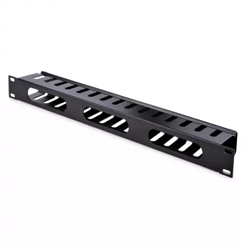 Canal de gestão de cabos horizontal de 1U para rack de servidor com tampa StarTech.com – Painel de revestimento de canal de cabos para rack de rede de 19 polegadas – canal de cabos ranhurado
