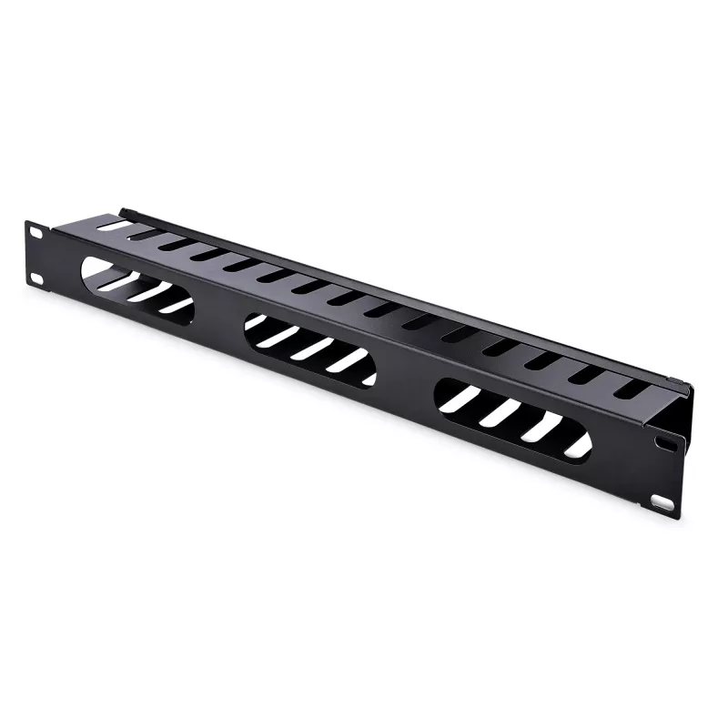 Canal de gestão de cabos horizontal de 1U para rack de servidor com tampa StarTech.com – Painel de revestimento de canal de cabos para rack de rede de 19 polegadas – canal de cabos ranhurado