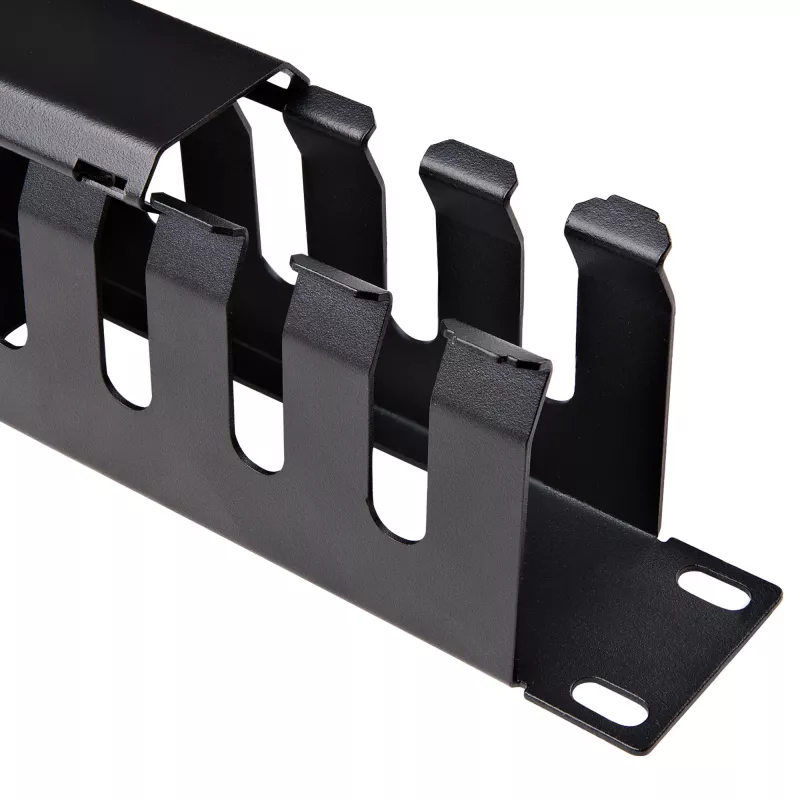 Canal de gestão de cabos horizontal de 1U para rack de servidor com tampa StarTech.com – Painel de revestimento de canal de cabos para rack de rede de 19 polegadas – canal de cabos ranhurado