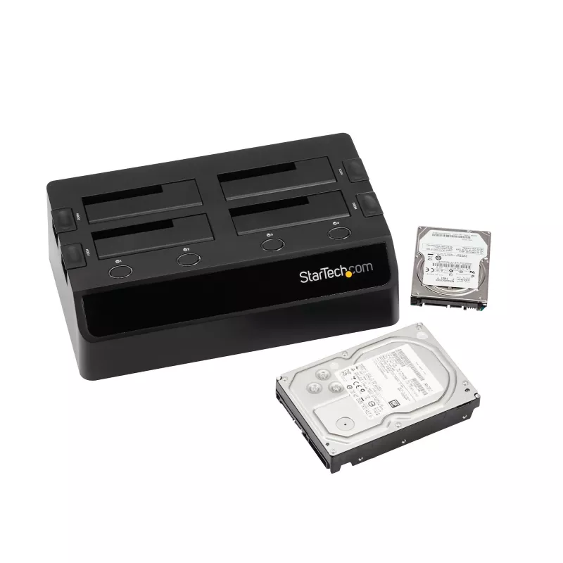 Docking station para disco rígido USB 3.0 SATA de 4 baías StarTech.com, dock USB para disco rígido, docking station externa para SSD/HDD SATA III de 2,5/3,5 polegadas, baía de disco rígido hot-swap, carregamento superior