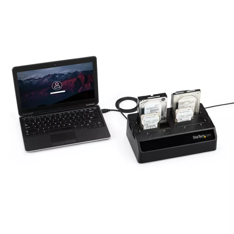 Docking station para disco rígido USB 3.0 SATA de 4 baías StarTech.com, dock USB para disco rígido, docking station externa para SSD/HDD SATA III de 2,5/3,5 polegadas, baía de disco rígido hot-swap, carregamento superior