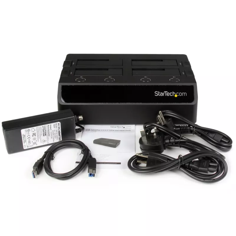 Docking station para disco rígido USB 3.0 SATA de 4 baías StarTech.com, dock USB para disco rígido, docking station externa para SSD/HDD SATA III de 2,5/3,5 polegadas, baía de disco rígido hot-swap, carregamento superior