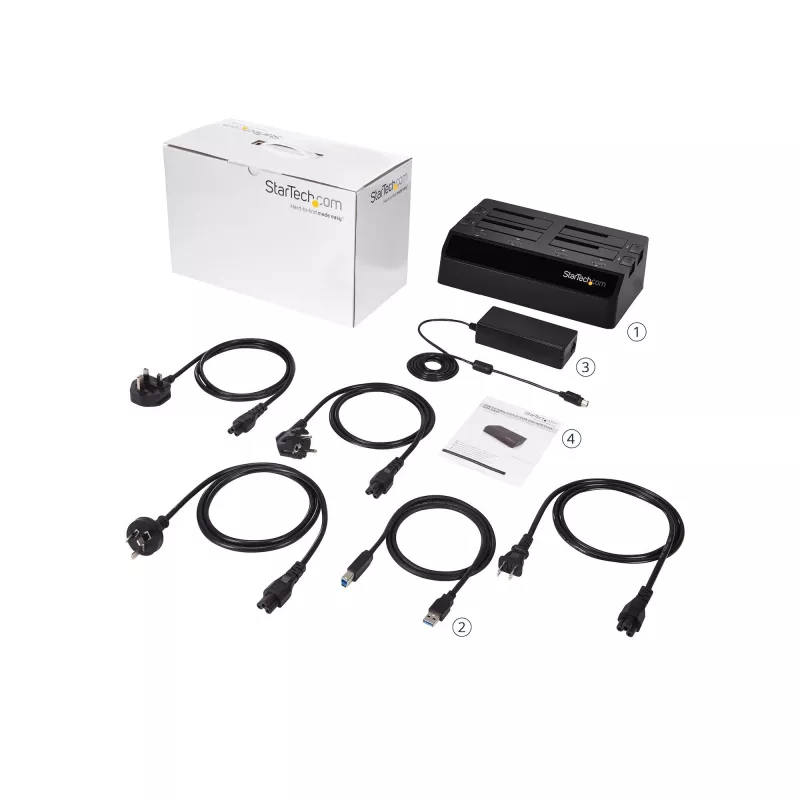 Docking station para disco rígido USB 3.0 SATA de 4 baías StarTech.com, dock USB para disco rígido, docking station externa para SSD/HDD SATA III de 2,5/3,5 polegadas, baía de disco rígido hot-swap, carregamento superior