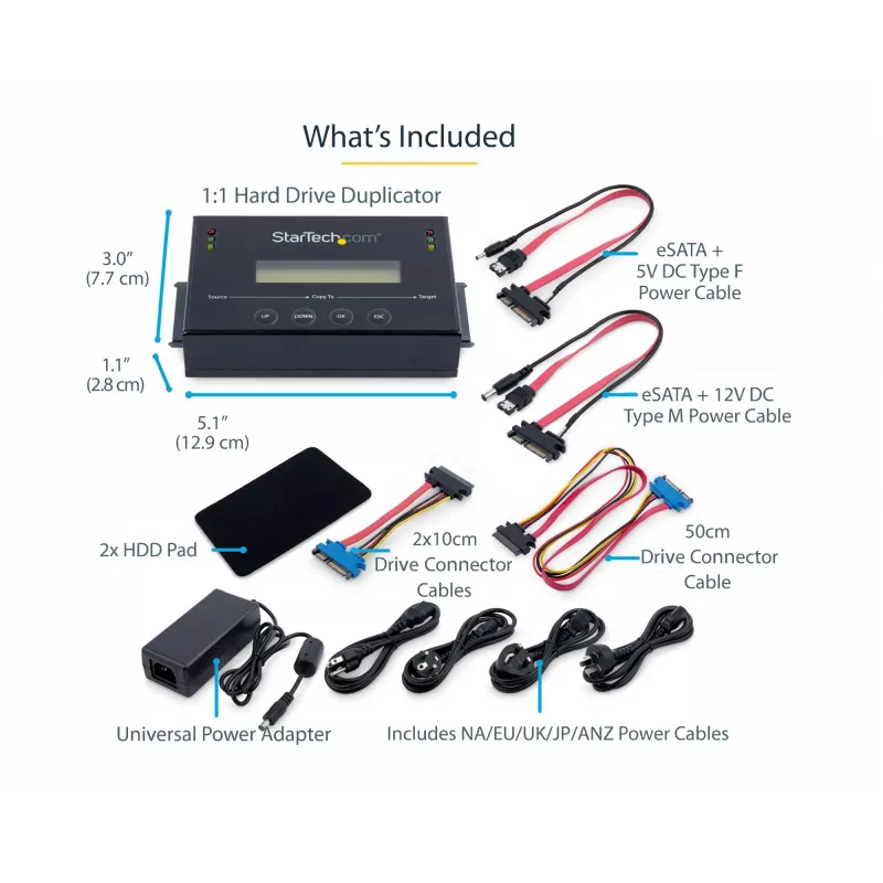 Duplicador de discos rígidos autónomo 1:1 StarTech.com com gestor de imagens de disco para backup e recuperação, armazenar várias imagens de disco numa unidade SATA de 2,5/3,5 polegadas, clonador HDD/SSD, não requer PC