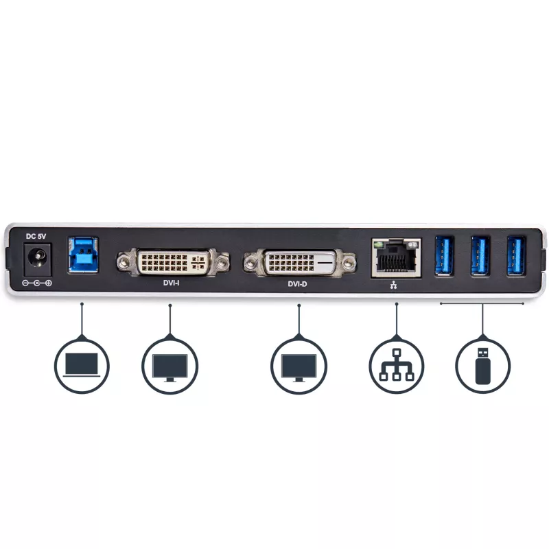 Docking station USB 3.0 para monitor duplo StarTech.com com DVI e suporte vertical