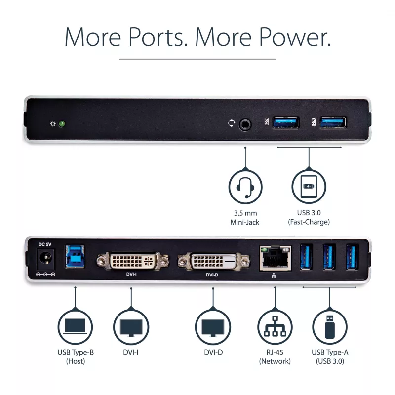 Docking station USB 3.0 para monitor duplo StarTech.com com DVI e suporte vertical
