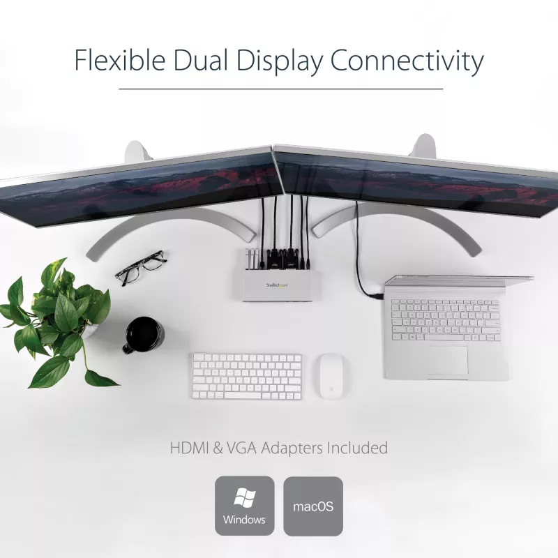 Docking station USB 3.0 para monitor duplo StarTech.com com DVI e suporte vertical