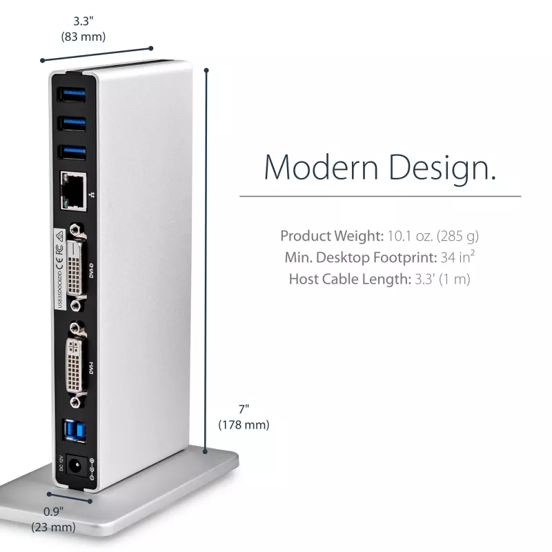 Docking station USB 3.0 para monitor duplo StarTech.com com DVI e suporte vertical