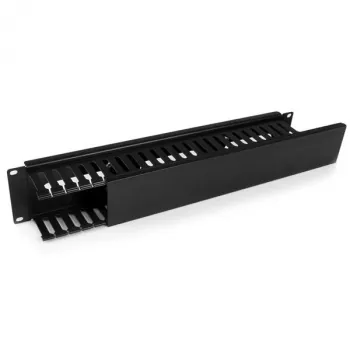 Canal de gestão de cabos horizontal de 2U para rack de servidor com tampa StarTech.com – Placa de canal de cabos para rack de rede de 19 polegadas – canal de cabos ranhurado