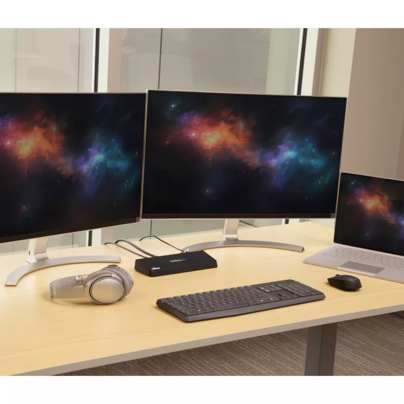 Docking station USB 3.0 para monitor duplo StarTech.com com HDMI e DisplayPort 4K – USB 3.0 para 4x USB-A, Ethernet, HDMI e DP – Docking station universal USB Type-A para portátil Mac e Windows