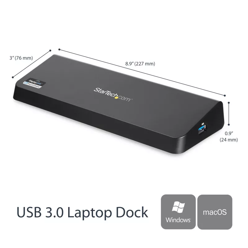 Docking station USB 3.0 para monitor duplo StarTech.com com HDMI e DisplayPort 4K – USB 3.0 para 4x USB-A, Ethernet, HDMI e DP – Docking station universal USB Type-A para portátil Mac e Windows