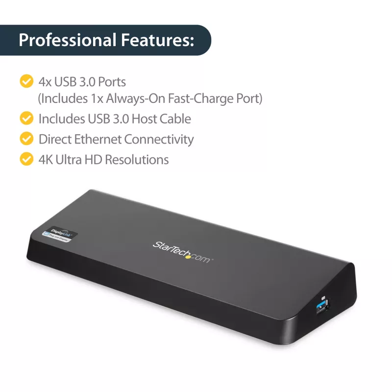 Docking station USB 3.0 para monitor duplo StarTech.com com HDMI e DisplayPort 4K – USB 3.0 para 4x USB-A, Ethernet, HDMI e DP – Docking station universal USB Type-A para portátil Mac e Windows
