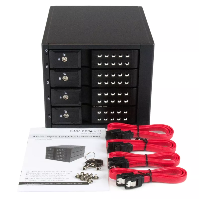 Backplane móvel de rack hot-swap trayless de alumínio de 4 baías StarTech.com para SAS II/SATA III de 3,5