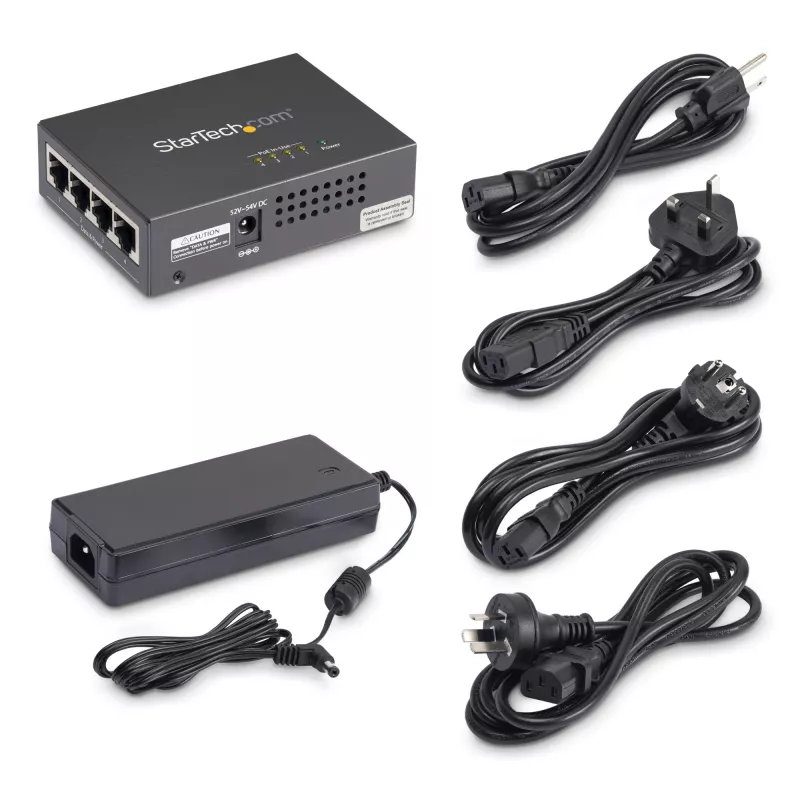 Midspan Gigabit de 4 portas StarTech.com – Injetor PoE+ – 802.3at/af