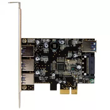Placa PCI Express USB 3.0 de 4 portas StarTech.com, PCIe, USB 3.2 Gen 1 (3.1 Gen 1), Full-Height / Low-Profile, PCI 2.0, preto, aço inoxidável, 3 m