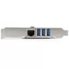 Placa PCI Express USB 3.0 de 3 portas StarTech.com + Gigabit Ethernet