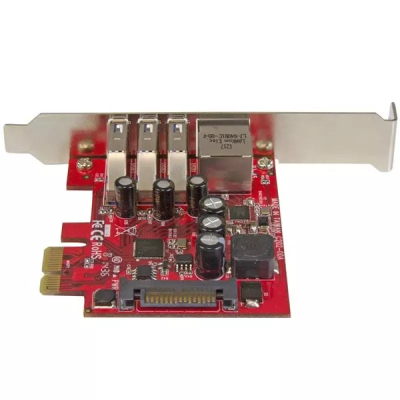 Placa PCI Express USB 3.0 de 3 portas StarTech.com + Gigabit Ethernet