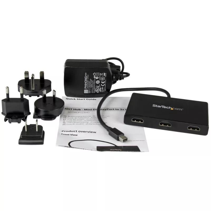Adaptador multi-monitor de 3 portas StarTech.com – Mini DisplayPort para HDMI MST Hub – Triple 1080p ou Dual 4K 30Hz – Video Splitter para modo de ambiente de trabalho expandido apenas em Windows – mDP 1.2 para 3x HDMI