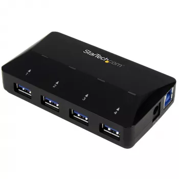 Hub USB 3.0 de 4 portas StarTech.com com porta de carregamento dedicada - 1 porta de 2,4A~Hub USB 3.0 de 4 portas (5Gbps) com porta de carregamento dedicada - 1 porta de 2,4A