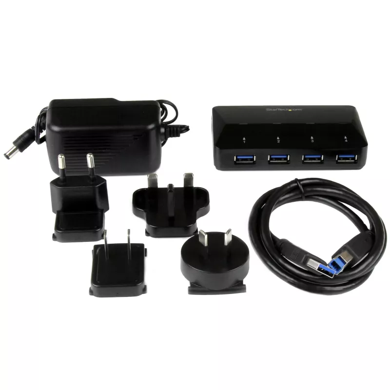 Hub USB 3.0 de 4 portas StarTech.com com porta de carregamento dedicada - 1 porta de 2,4A~Hub USB 3.0 de 4 portas (5Gbps) com porta de carregamento dedicada - 1 porta de 2,4A