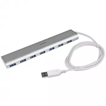 Hub USB de 7 portas StarTech.com, USB A para 7 portas USB-A, USB 5 Gbps, design robusto, alimentação por bus ou própria, expansão de hub USB 3.0 portátil para portátil com fonte de alimentação