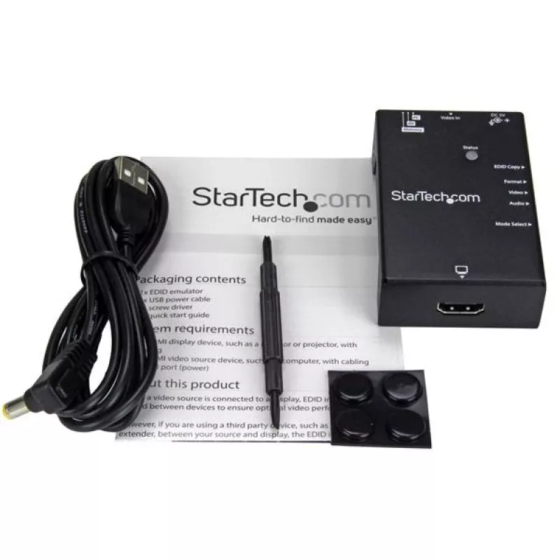 Emulador EDID StarTech.com para ecrãs HDMI – 1080p, preto, aço, RoHS, CE, FCC, 1920 x 1080 píxeis, 720p, 1080p, HDMI