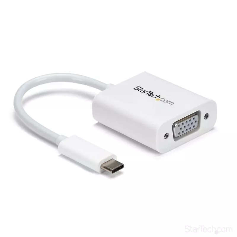 StarTech.com Adaptador USB-C para VGA – branco, 3.2 Gen 1 (3.1 Gen 1), USB Type-C, saída VGA (D-Sub), 1920 x 1200 píxeis