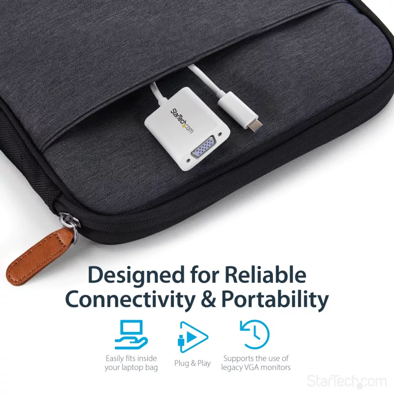 StarTech.com Adaptador USB-C para VGA – branco, 3.2 Gen 1 (3.1 Gen 1), USB Type-C, saída VGA (D-Sub), 1920 x 1200 píxeis