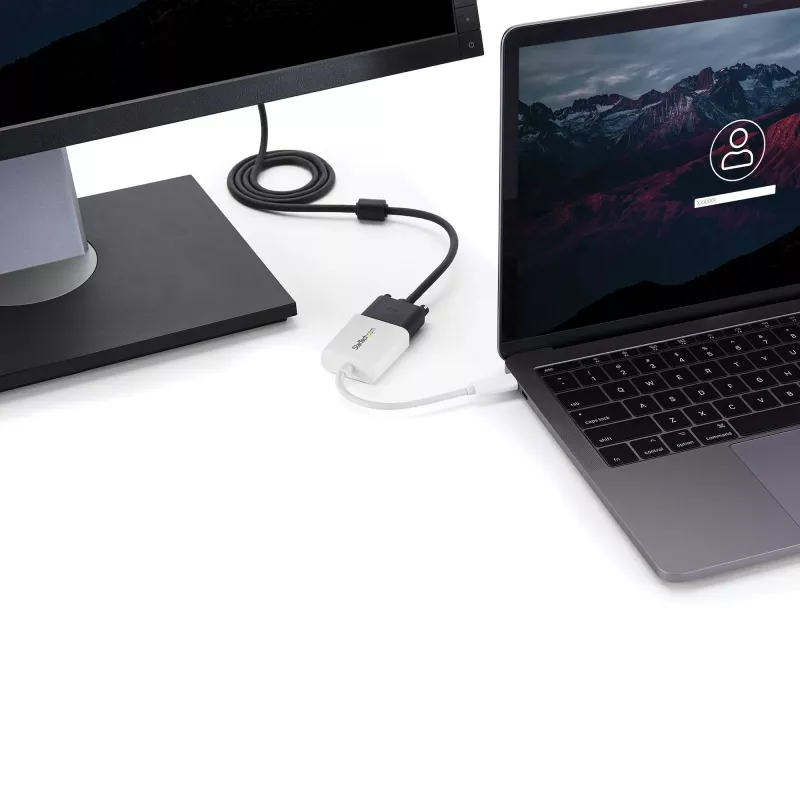 StarTech.com Adaptador USB-C para VGA – branco, 3.2 Gen 1 (3.1 Gen 1), USB Type-C, saída VGA (D-Sub), 1920 x 1200 píxeis