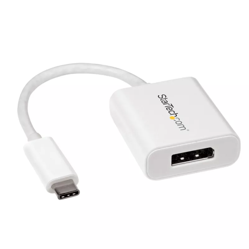 StarTech.com Adaptador USB-C para DisplayPort – 4K 60Hz/8K 30Hz – dongle adaptador USB Type-C para DP 1.4 HBR2 – conversor de vídeo compacto USB-C (DP Alt Mode) para monitor – compatível com Thunderbolt 3 – branco