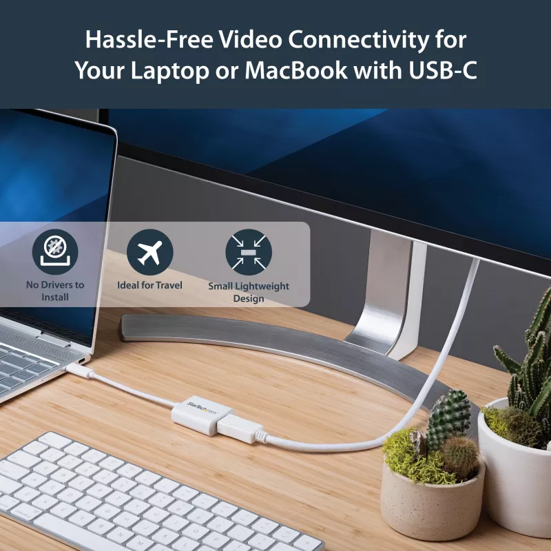 StarTech.com Adaptador USB-C para DisplayPort – 4K 60Hz/8K 30Hz – dongle adaptador USB Type-C para DP 1.4 HBR2 – conversor de vídeo compacto USB-C (DP Alt Mode) para monitor – compatível com Thunderbolt 3 – branco
