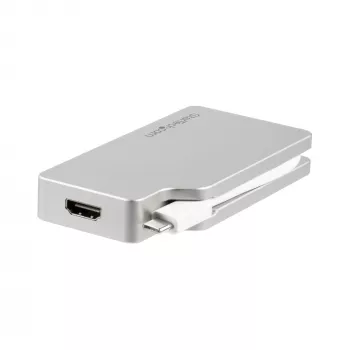 StarTech.com Adaptador de vídeo multiporta USB-C com HDMI, VGA, Mini DisplayPort ou DVI – adaptador de monitor USB Type-C para HDMI 1.4 ou mDP 1.2 (4K) – VGA ou DVI (1080p) – alumínio prateado