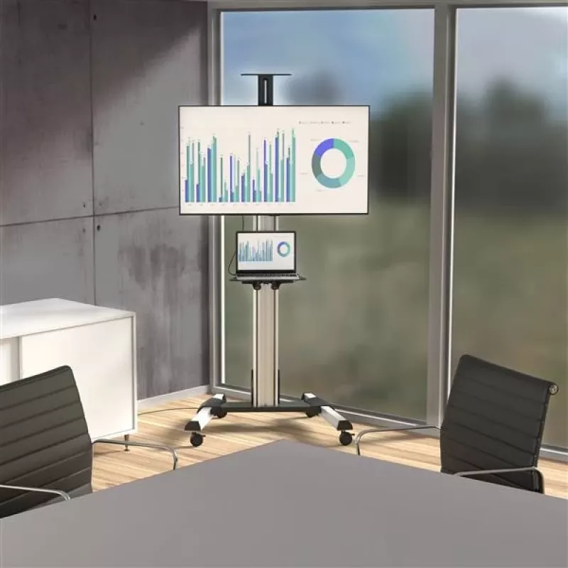 StarTech.com Suporte móvel para TV – altura ajustável – rodas com fecho, 40 kg, 81,3 cm (32 polegadas), 190,5 cm (75 polegadas), 200 x 200 mm, 600 x 400 mm, 1110 - 1510 mm