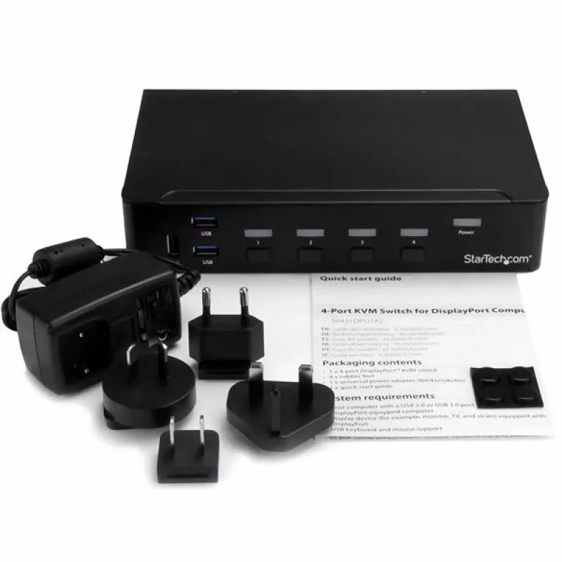 StarTech.com Comutador KVM DisplayPort de 4 portas – USB 3.0 – 4K 30Hz
