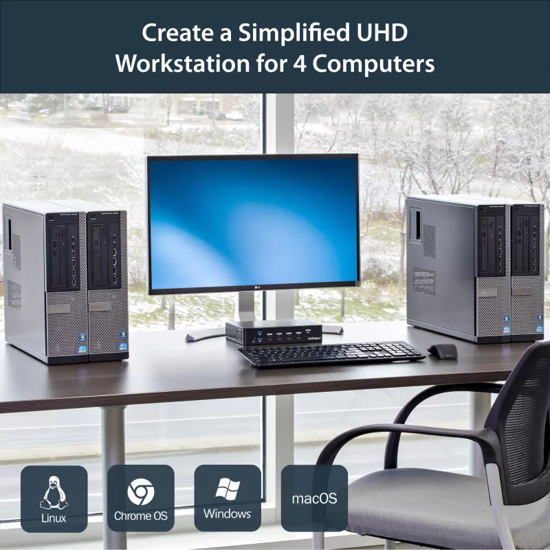 StarTech.com Comutador KVM DisplayPort de 4 portas – USB 3.0 – 4K 30Hz