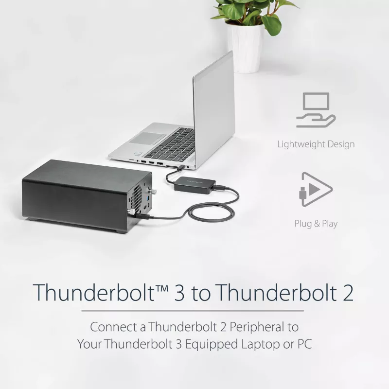 StarTech.com Adaptador Thunderbolt 3 para Thunderbolt 2 – portátil TB3 para monitores e dispositivos TB2 – conversor Thunderbolt 2 20 Gbit/s ou Thunderbolt 1 10 Gbit/s – certificado Thunderbolt 3 – Windows/Mac