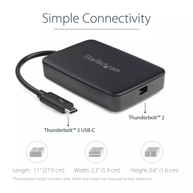 StarTech.com Adaptador Thunderbolt 3 para Thunderbolt 2 – portátil TB3 para monitores e dispositivos TB2 – conversor Thunderbolt 2 20 Gbit/s ou Thunderbolt 1 10 Gbit/s – certificado Thunderbolt 3 – Windows/Mac