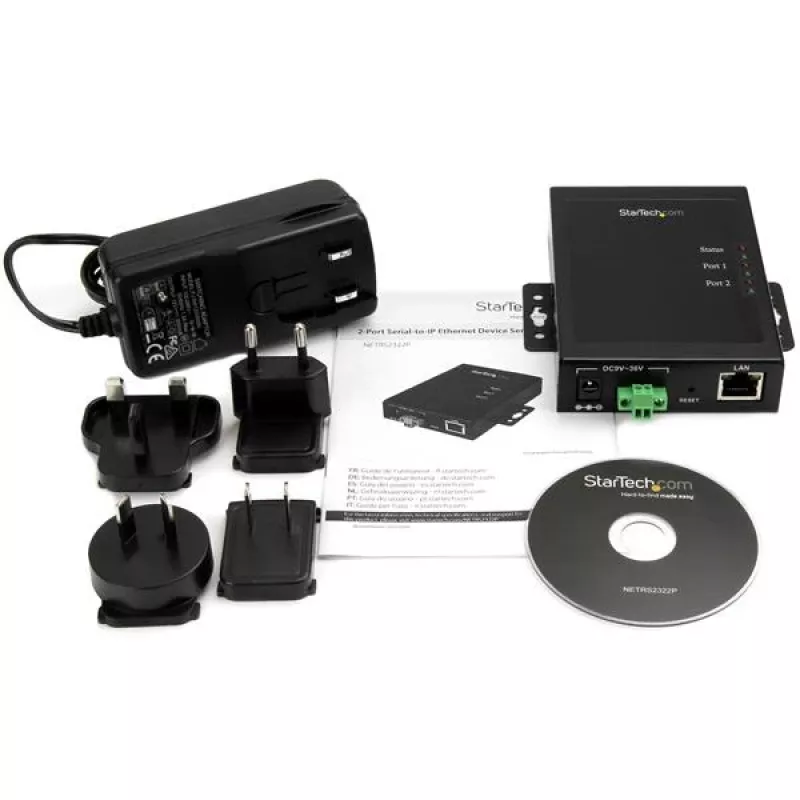 StarTech.com Servidor de dispositivos Serial-to-IP Ethernet de 2 portas – RS232 – metal e montável