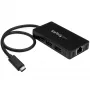 StarTech.com Hub USB 3.0 de 3 portas mais Gigabit Ethernet – USB-C – inclui fonte de alimentação