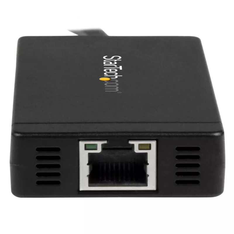 StarTech.com Hub USB 3.0 de 3 portas mais Gigabit Ethernet – USB-C – inclui fonte de alimentação